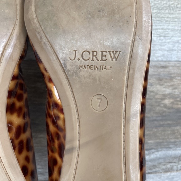 J. Crew sz 7 Tortoise Cece Patent Leather Ballet Flats Leopard Italy 49254 Sz 7 - Picture 11 of 11